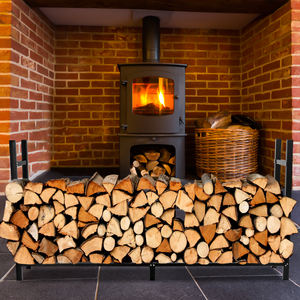 Soporte de estante de troncos multifunción de hierro resistente, estante de leña de carga de 450 libras con ruedas para su juego de chimenea y accesorios - Product Image 6