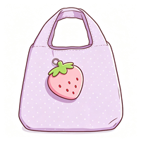 Sac de courses réutilisable personnalisé avec un porte-clés en peluche fraise mignon et un sac de courses pliable