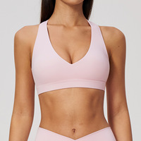 Soutien-gorge de sport pour femme à maintien moyen, extensible dans quatre directions, respirant, dos ouvert, coupe ajustée, résistant aux chocs, idéal pour le yoga et le Pilates