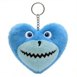 Customized Heart shark plush keychain, Blue shark heart bag charm, <b>Mini</b> shark heart <b>keyring</b>, Ocean animal heart pendant - Product Image 4