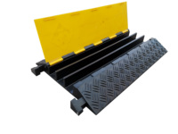 Rampe de protection de câbles en caoutchouc robuste à 3 canaux larges, 91 cm, pour porte de garage, type ralentisseur
