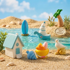 Kit di Decorazione per Terrari Fai-da-Te B2B, Miniature in Resina a Tema Spiaggia, Accessori in Colori Pastello, Stile Coastalcore Azure Reverie - Product Image 1