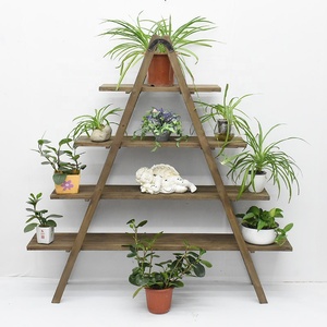 Luckywind Multifunction Rustic Vintage 4 Tier <strong>Shelf</strong> Folding Wooden Ladder Display <strong>Shelf</strong> - Product Image 5