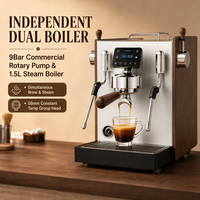 Machine à café expresso commerciale électrique à double chaudière, avec jauge de température, mousseur à lait, réservoir d'eau et dosage de poudre de café