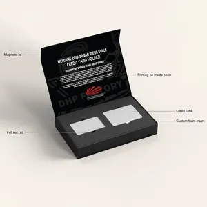 Carton magnétique personnalisé papier adhésion double porte-carte boîte d'emballage aimant deux fentes vip cartes de crédit coffrets cadeaux
