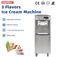 Machine à glace commerciale OEM ODM pour cornets et coupes glacées, 3 saveurs, avec compresseur