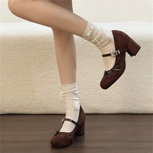 รองเท้าส้นสูงผู้หญิงสุดหรู รุ่นใหม่ปี 2026 เข้ากับชุดเดรสได้อย่างลงตัว ส้นหนาสไตล์ฝรั่งเศส รองเท้าลำลอง - Product Image 2