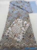 Haute qualité africain Tulle Net dentelle tissu lourd perlé luxe 3D dentelle tissu avec séquence pour robe de mariée
