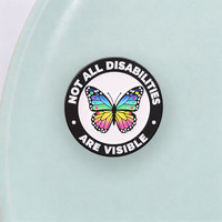 Broche en émail Papillon Arc-en-ciel avec slogan « Toutes les Handicaps Ne Sont Pas Visibles », en alliage de zinc, pour sac à dos, veste, chapeau, revers, décoration