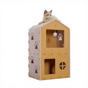 <span class=keywords><strong>Villa</strong></span> de Lujo para Gatos y Perros, Casa para Gatos de Varios Niveles, Plataforma Grande, Techo de Fieltro Impermeable para Todas las Estaciones, Diseño con Huellas de Patas, Uso en Interiores - Product Image 1