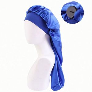 Satin Bonnet Women Long Bonnets for <b>Braids</b> Custom Logo Snap Sleep Cap With Button - Product Image 4