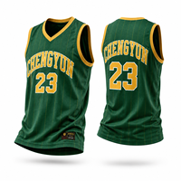Maillot de basket-ball vert émeraude classique des années 90, lettrage universitaire, uniforme d'équipe rétro