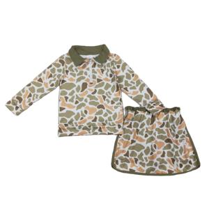 Ensemble 2 pièces respirant pour petites filles : pull et short à imprimé camouflage de chasse décontracté, doublé, vêtements pour enfants - Product Image 1