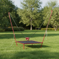 Trampolín Elástico Individual para Exteriores con Red de Protección, Apto para Ejercicios de Fitness Seguros