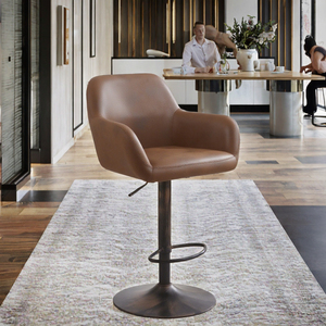 Modern Single Bar <b>Chair</b> with Simple Backrest Lifting <b>Rotating</b> High Stool Metal Frame Dining Kitchen Hotel Front Desk Cashier Use - Product Image 3