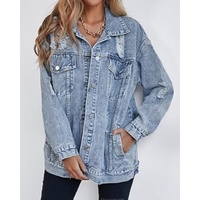 Chaqueta Vaquera Personalizada para Mujer, Estilo Urbano, Desgastada y Holgada