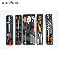 Ensemble d'outils multifonctionnels PHIXWELL 85 pièces en acier au carbone et chrome-vanadium pour réparation automobile, clés à douilles, ensemble d'outils portable
