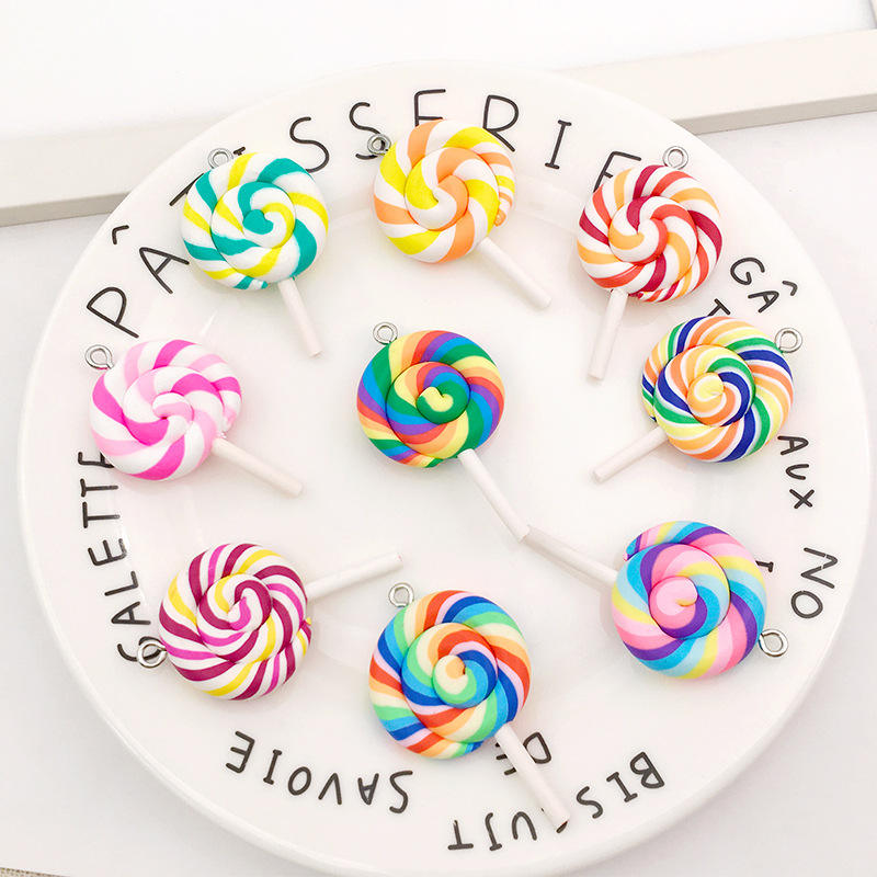 32pcs Kawaii Resin Lollipop Sweet Slime Charms for Jewelry
