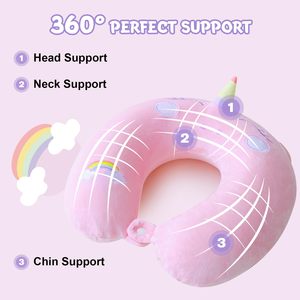 Rose mignon licorne Animal mémoire mousse voitures <span class=keywords><strong>vol</strong></span> avion repose-tête enfant en bas âge enfants cou soutien <span class=keywords><strong>voyage</strong></span> oreiller pour enfants adultes - Product Image 3