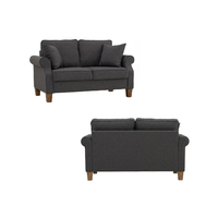 Elegante Sofá de 2 Plazas IMPALA en Tela Gris, Cómodo, Moderno y Clásico, Base de Madera Resistente, Respaldo Acolchado, Brazos Enrollados, Ideal para Apartamentos