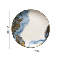 Élégant ensemble de table en porcelaine blanche pour repas raffinés et mariages Assiettes décoratives de luxe en céramique dorée et bleue