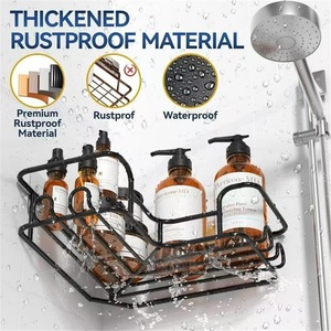 Cross-border New Modern Bathroom Rectangle Stainless Steel Waterproof Wall Mounted Towel <b>Storage</b> <b>Rack</b> Three-piece Corner <b>Rack</b> - Product Image 5