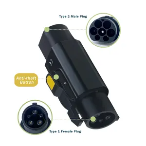 Anti-Drop Theft 32 Amp Type 2 Convert to Type 1 Electric Car Plug Adapter For J1772 EV