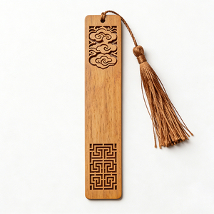Factory Custom Hot Sale Products Laser Engraving Natural Wooden Chinese-style Bookmark for Book