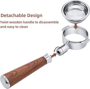 เครื่องชงกาแฟพกพาแบบไม่มีก้นลึก58มม. มี2หูสำหรับ <span class=keywords><strong>faema</strong></span> E61 expobar E61จรวด E61ECM พร้อมด้ามไม้ - Product Image 3