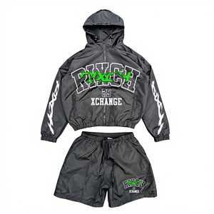 Custom Windbreaker Short Set <b>Men</b> Lightweight Hooded Zip Up <b>Jacket</b> And Shorts Two Piece Tracksuit Streetwear Sportswear Outfit - Product Image 1