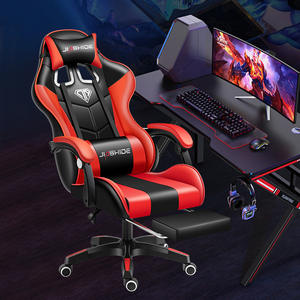Chaise de jeu en cuir - Chaise de bureau de course compétitive pour l'e-sport et les cybercafés avec repose-pieds pivotant et base à 5 étoiles - Product Image 1