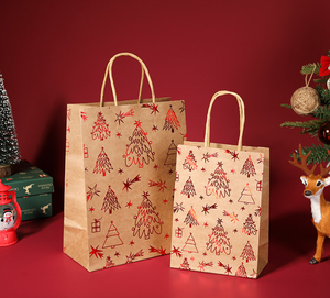 Exquisite Eco-friendly <b>Christmas</b>-themed Craft Paper <b>Gift</b> <b>Bag</b> Cotton Rope Handle Customizable Sizes for Festival <b>Gift</b> Wrapping - Product Image 5