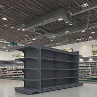 Étagères de supermarché doubles latérales résistantes noires Offre Spéciale modernes étagères en métal de gondole pour le centre commercial de détail d'épicerie