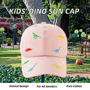 Casual Vintage Children's Baseball Cap Twill Sun <b>Hat</b> Custom Sublimated Dinosaur Design American Fashionable One Size Fits Kids - Product Image 3