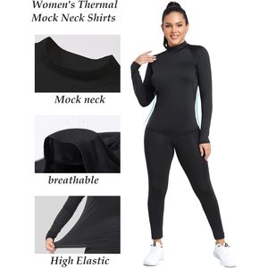 Camiseta Térmica FOXA para Mujer, Forrada de Felpa, Cuello Alto Simulado, Manga Larga, Compresión, Capa Base, Absorbe la Humedad, Ropa Deportiva - Product Image 5