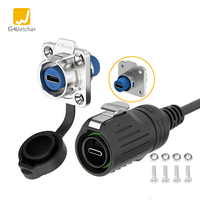 E-Weichat Adaptateur USB IP67 mâle à femelle Prises de courant Type-c Connecteur étanche à montage sur panneau USB