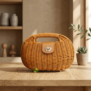 Handcrafted Women's Bohemian Crochet Woven Fashion <b>Bag</b> with <b>ZIP</b> Closure Single Handle Brown Color All Seasons Daily Use - Product Image 2