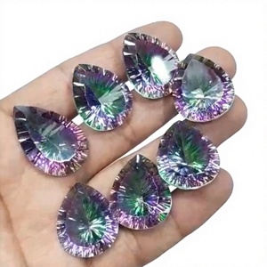 Natural Mystic Topaz Pear Cabochon <b>Rainbow</b> Color for Jewelry Making Wholesale - Product Image 1