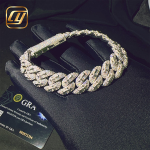 Hip Hop <b>Iced</b> <b>Out</b> Moissanite 14mm 925 Sterling Silver VVS Moissanite Diamond Cuban Link <b>Chain</b> Hip Hop Jewelry Bracelet Cuban Link - Product Image 4