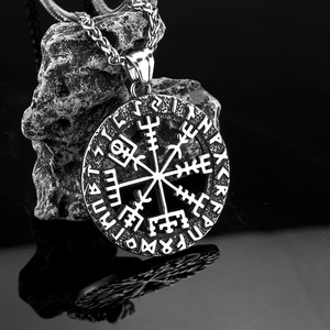 Stainless Steel Viking <b>Compass</b> Pendant Necklace Men's Fashion Jewelry Geometric Design Gift for Clothing Matching - Product Image 2