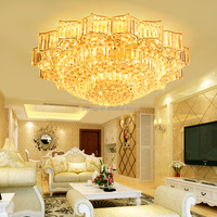 Lampes de plafond en cristal de luxe JYLIGHTING, style moderne simple, lumières LED jaunes dorées, lustres circulaires pour salon, lampes suspendues