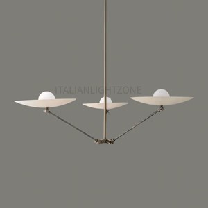 Lustre moderne en laiton italien, luminaire de plafond minimaliste à 3 bras, éclairage suspendu élégant pour salle à manger, cuisine - Product Image 2