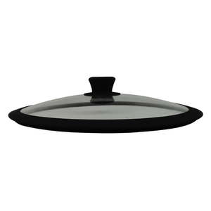 Coperchio in vetro temperato con bordo in Silicone antiurto nero da 32 cm per parti di pentole essenziali - Product Image 1