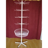 Présentoir Spinner de plancher personnalisé avec crochets de base de jambe et panier présentoir rotatif, présentoir de rack métallique, présentoir de support pop en métal