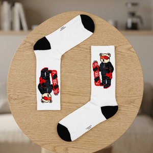 Unisex Printed Bear Patterned Very <b>Colorful</b> Knit Medium Silhouette Casual/Daily Use Ski and Tennis <b>Socks</b> - Product Image 3