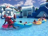 Vente Flash : Toboggan Aquatique Commercial Gonflable Glacé avec Piscine 23x21m en PVC, Capacité Supérieure à 500kg, 70 Passagers