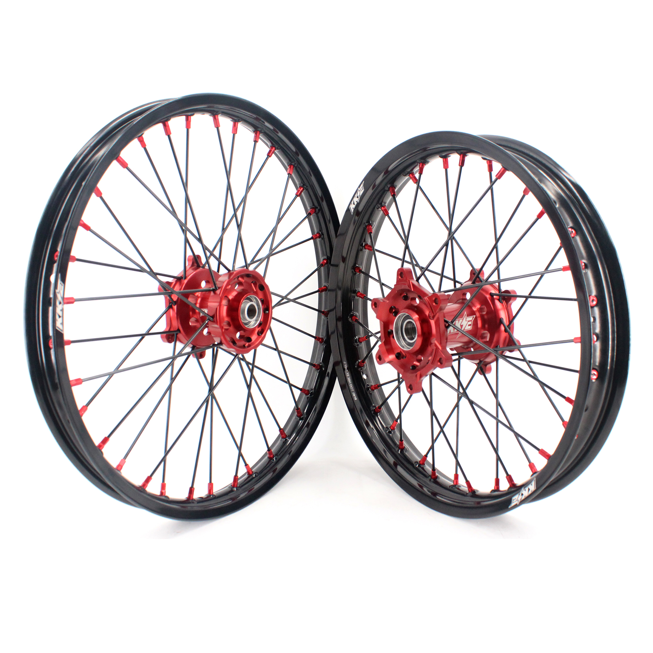 KKE 21/19 CNC Анодированный Supermotard гоночные колеса, совместимые с SUZUKI RMZ250 RMZ450 2005-2020 красный концентратор/соска черный обод/спицы