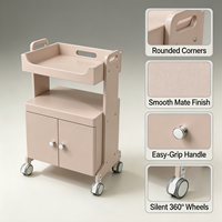 Chariot de rangement rose poudré avec plateau profond, coins arrondis, montage facile, organisateur pour la maison et la salle de bain