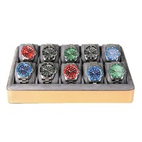 Boîte de rangement et de présentation rectangulaire multi-positions et multi-niveaux pour montres et bijoux, 24 compartiments, avec emballage cadeau