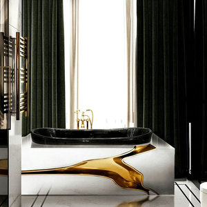 <span class=keywords><strong>Baignoire</strong></span> autoportante en marbre italien avec <span class=keywords><strong>douche</strong></span> en acier inoxydable craquelé, robinet de salle de bain de luxe haut de gamme inclus (non inclus) - Product Image 3